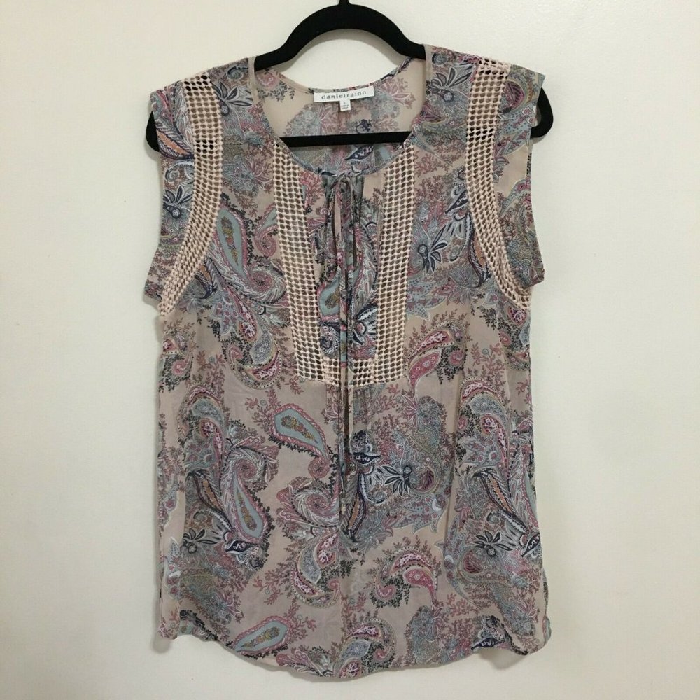 DANIEL RAINN crochet trim paisley print blouseAM18
